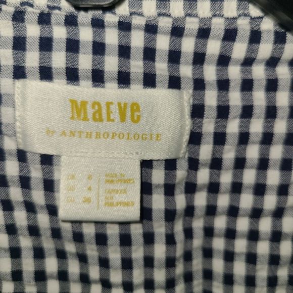 Maeve Anthropologie Gingham button down Top size 4 - Picture 7 of 7
